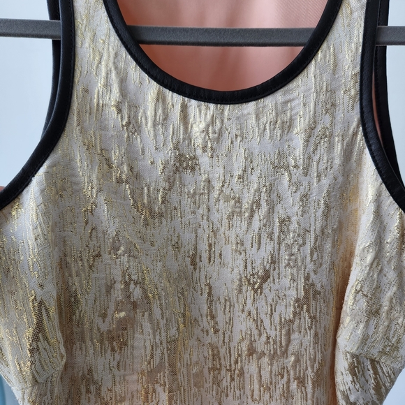 New Years Eve Shiny Cream and Gold Cut-Out sides Dress - Picture 2 of 2